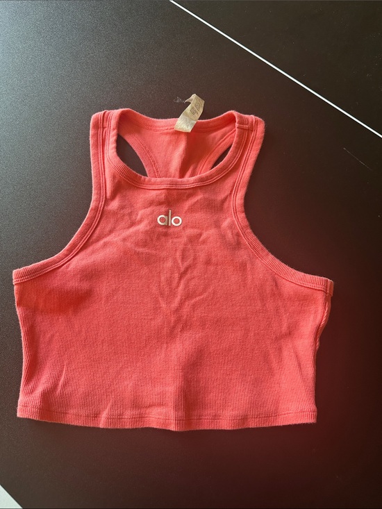 ALO Yoga Tops - ALO Yoga Coral Pink Ribbed Racerback Crop Tank